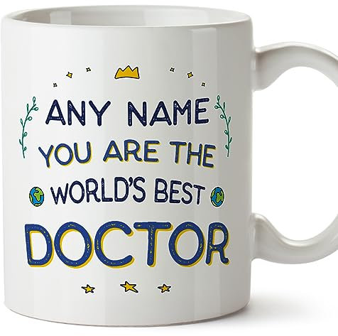 MUGFFINS Tazas Personalizadas para MÉDICA - En Inglés - World's Best - 11 oz / 330 ml - Regalo Personalizable original y divertido