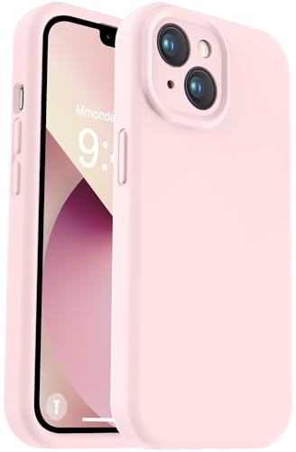 Vooii Compatible with iPhone 13 Case, Liquid Silicone Upgrade [Camera Protection] [Fit for Battery Charger Cases] Shockproof Phone Case for iPhone 13 6.1 inch - Chalk Pink