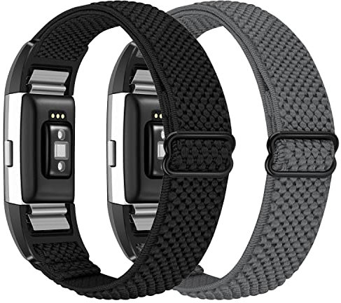 Janpso Elastisches Nylonband, nur kompatibel mit Fitbit Charge 2, Ersatz-Gürtel aus Nylon, elastisch, verstellbar, für Männer und Frauen