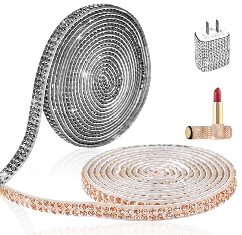 2 Rouleaux Ruban de Strass Autocollant,Ruban adhésif Diamant DIY pour Les Mariages, Les Mugs, Les Voitures, l'artisanat et Autres décorations DIY (Noir Minéral,Couleur Or)