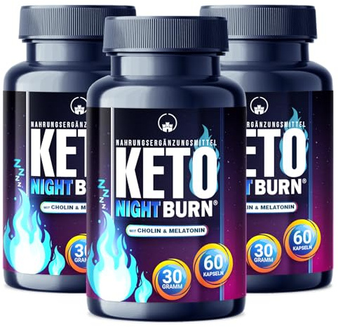 NEU: Saint Nutrition® KETO NIGHT BURN 3er Variante | mit Melatonin 0,5 mg und Cholin für die Nacht – schnell & endlich - verbesserte Formel für Frauen + Männer