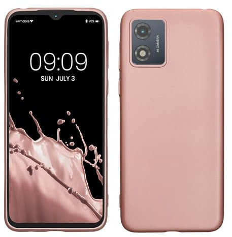 kwmobile Housse Compatible avec Motorola Moto E13 Coque - Housse de téléphone Protection Souple en TPU - Or Rose métallique