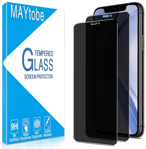 MAYtobe 2 Unidades Protector de Pantalla Privacidad para iPhone 11 Pro, iPhone XS, iPhone X, Cristal Vidrio Templado Anti Espía, Antiarañazos, Sin Burbujas, Dureza 9H, Ultra Resistente