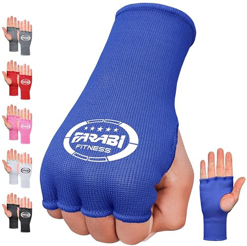 Farabi Sports boxbandagen Halbfinger Innenhandschuhe mit Gummizug ohne Gelpolster Bandagen Boxen - Box Bandagen Ideal für MMA, Muay Thai, Training, Kampfsport, Kickboxen und Kampfsport (Blue, S/M)