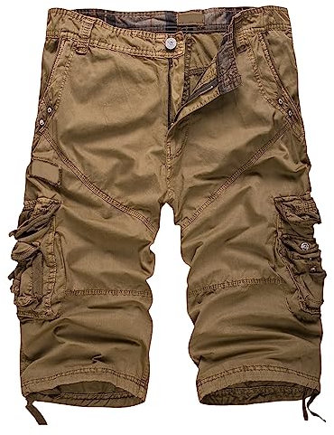 Shorts et Bermudas Homme Sport Vintage Bouton Classique Couleur Uni Pantacourt Sport Homme Ete Slim Mode Outdoor Pas Cher Bermuda Fete des Peres Pantacourt Cargo Homme Kaki L