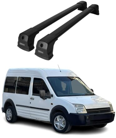 OMAC Dachträger für Ford Transit Connect 2003-2013 Alu Schwarz 2 Stangen | Abschließbar, Querträger, Grundträger