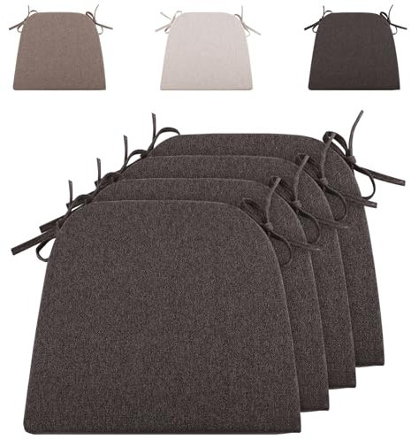 RUIXUAN 4pcs Stuhlkissen 43 * 41cm Sitzkissen Stuhlauflage Outdoor Gartenstuhlkissen Sitzpolster Auflage für Rattanstühle Outdoor Stuhlkissen mit Bändern (Dunkelgrau-4pcs)