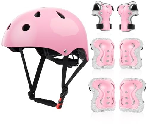 Protecciones Patines Niña e Niño con Casco, 3-10 años Equipo de Protección Infantil Rodilleras para Patines, Skate, Scooter, Bicicleta