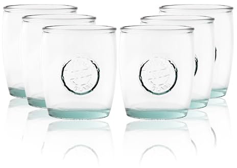 Vaso Authentic 400 de vidrio reciclado. Vaso para cocktels, batidos, helados, mojito. Pack 6 vasos. Grandes y robustos, Perfectos para cualquier bebida con pajita, resistentes.
