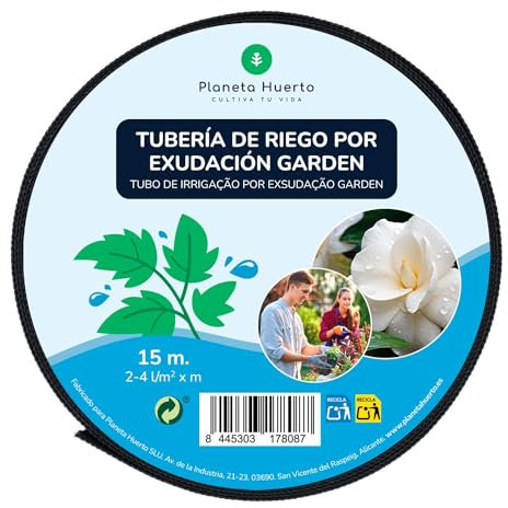 PLANETA HUERTO | Rollo Exudación Garden 15 m – Solución de Riego Precisa para Espacios Pequeños