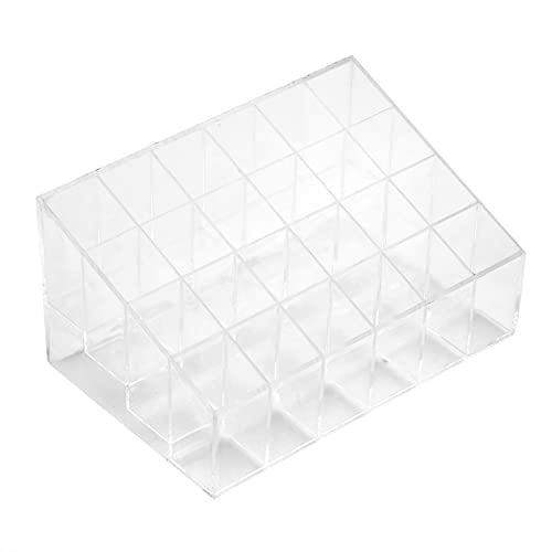RockVOQRN Lipstick Holder Organizer Transparent 24 Grids Nail Polish Makeup Storage Box for Dresser Commercial Use