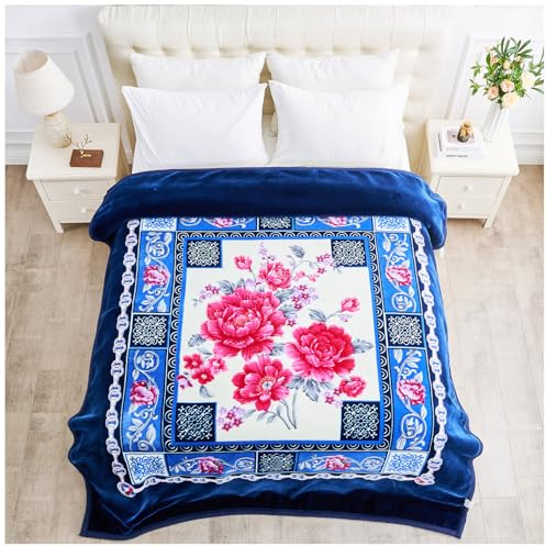 GC GAVENO CAVAILIA Premium Weighted Blanket for Adult 7Kg - Floral Blanket Bed Throws 2-Ply - Heavy Reversible Winter Blankets Deep Sleep - Large King Size (200 x 240 Cm) - Sherpa Fleece Throw