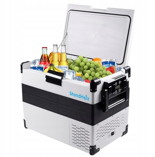 StandHeiz Frigorifero Portatile a Compressore Bianco 42L per Camper e Auto, Ideale per Campeggio, Congelatore fino a -20°C, 12V 24V 230V