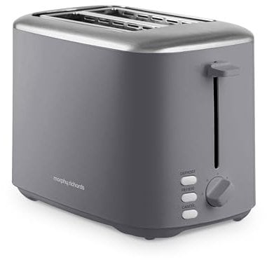 Morphy Richards Equip 2 Slice Toaster, Defrost and Reheat, Browning Controls, Variable Wide Slots, Removable Crumb Tray, Stainless Steel, 800W, Grey, 222068