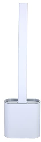 Escobilla de inodoro plana de montaje en pared con soporte, cepillo limpiador de inodoro de silicona con caño flexible antiarañazos cerdas TPR para baño, fácil limpieza debajo del borde
