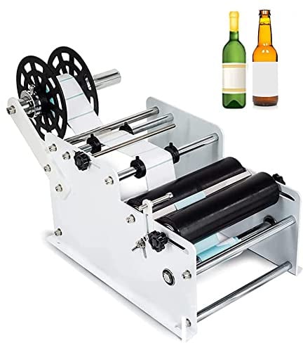 Manuelle Etikettiermaschine für runde Flaschen, Flaschenetikettierer mit einstellbarer Größe, 15–120 mm Durchmesser, Etikettenapplikator für runde Flaschen, Aufkleber-Etikettendrucker, Verpackungsma