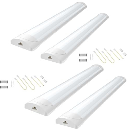 papasbox 4 Stück LED Leuchtstoffröhre 90cm | Feuchtraumleuchte Röhre 30W LED Deckenleuchte Lampe | 4500K Neutralweiß Leuchtstofflampe für Keller Werkstatt Garage Küche