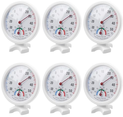 6 termometri igrometro 2 in 1, analogici monitor di temperatura igrometro con supporto e foro posteriore, sensore di umidità non sono necessarie batterie per interni ed esterni, serra