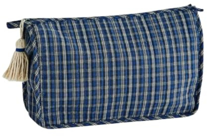 Madam Stoltz Kosmetiktasche, Kosmetiktasche, gesteppt, Baumwolle, Blau, 30 x 9 x 20 cm