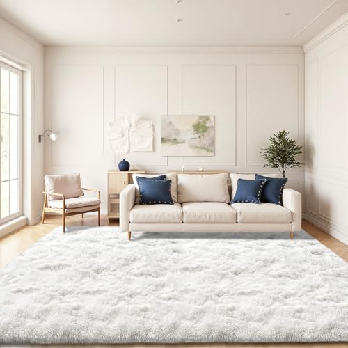 JOYARR Hochflor Wohnzimmer Teppich, Flauschig Waschbar rutschfest Moderne Teppiche Groß für Schlafzimmer Büro Esszimmer Kinderzimmer Spielzimmer, 200x290 cm, Creme