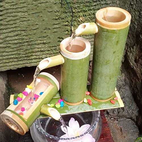 GIQKDZNUO Fontaine en Bambou avec Pompe, Fontaine d'eau Japonaise intérieure/extérieure pour Jardin, Fontaine Zen, 60 cm