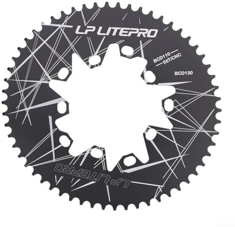 54T 56T 58T - Plato ovalado para bicicletas de montaña y carretera, se adapta a 110/130 7/8/9/10 velocidades, disco ovalado de aleación de aluminio mecanizado CNC para un mejor rendimiento (58T)