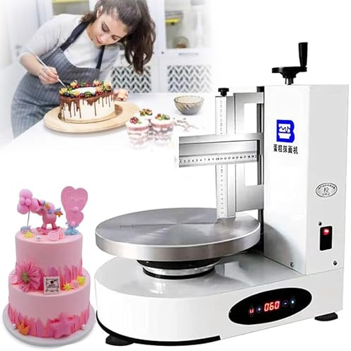 Electric Cake Turntable with Rotating Scraper for Smooth Frosting and Decorating on Birthday Cakes