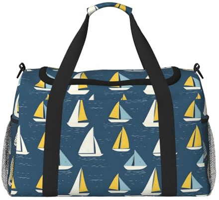 TZTTZT Minimalistische Reisetasche mit Segelboot-Druck, Reisetasche, Reisetasche für Damen und Herren, persönliche Gegenstände