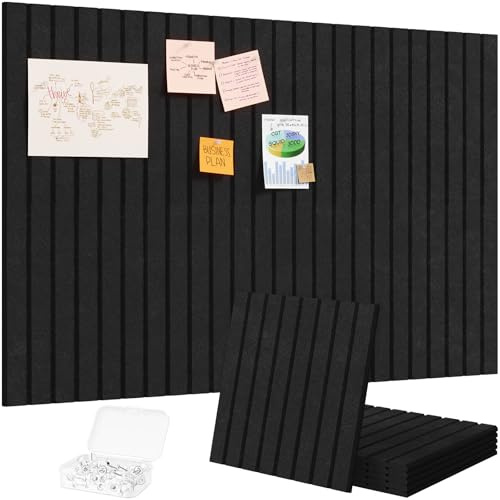 Lifewit Große Filz-Pinnwand, Selbstklebend für Wand, 90x60 cm, Schwarz | 6er-Pack Korkwand-Alternative aus Filz, Pinnwand Anschlagtafeln mit 30 Reißzwecken für Klassenzimmer & Homeoffice-Deko