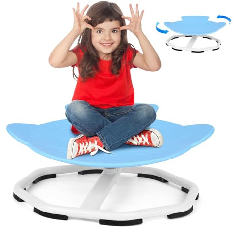 Vkechh Sensorischer Drehstuhl für Autismus/ADHS Kinder,Karussell 360°Stuhl,Training Spielzeug Koordination und Gleichgewicht,Sensory Stuhl für Jungen und Mädchen Blau Fliegenscheibe