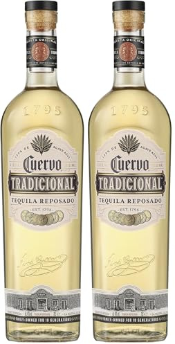 Jose Cuervo Tradicional Reposado Tequila Mexiko (1 x 0,7 l) – traditionell mexikanischer Tequila mit 38% Vol. aus blauer Weber Agave (Packung mit 2)