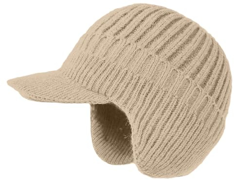 Fjordwarm Mütze, Fjordwarm – Skandinavische Wintermütze Mit Ohrenschutz, Unisex-Einheitsgröße Strickhut Mit Dickem Warmem Futter, Wind Und Kältefest, Mit Visier Und Ohrenklappen Outdoor.