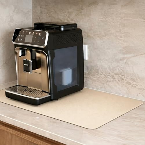 Geschirr Abtropfmatte 40x60 cm beige - saugstark in Leder-Optik für Spüle, Kaffeestation & Arbeitsplatte
