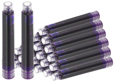 PATIKIL 24Pcs Ricariche Per Penna Stilografica Diametro Foro 3.4mm Cartucce Inchiostro Viola Ricambi Standard Internazionali Per Scrittura Business