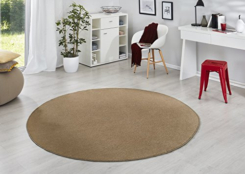 Hanse Home Teppich Fancy Rund – Wohnzimmerteppich einfarbig Modern Velours Teppich für Esszimmer, Wohnzimmer, Kinderzimmer, Flur, Schlafzimmer, Küche – Braun, Ø133cm