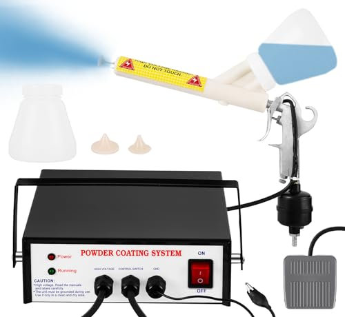 MXBAOHENG Electrostatic Powder Coating Spray Gun 30-50KV Adjustable Powder Coating System with 3 Nozzles 2 Powder Cups for Automotive, Marine, Home and Garden Coatings（220V）