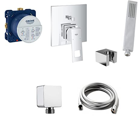 vanvilla Wannenset mit Unterputz Armatur Grohe Eurocube 2-Wege und vanvilla Handbrause, Wannen-SET G20 poliert