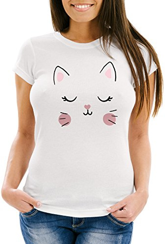 MoonWorks Damen T-Shirt Panda Gesicht Pandabär Tiergesichter Slim Fit