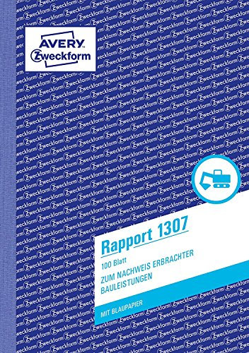 Avery Zweckform 1307 Rapport (A5, mit 2 Blatt Blaupapier, 100 Blatt) weiß (5er Pack)
