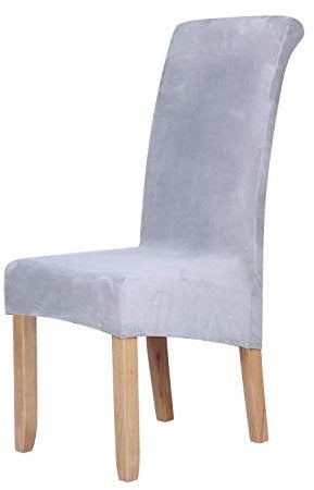 Homaxy Samt Stuhl deckt Satz von 6, Stretch Esszimmer Stuhl deckt, Spandex Plüsch Stuhl Decken Große Esszimmer Stuhl Protector (hellgrau)