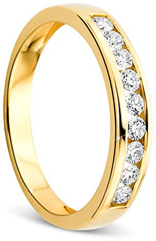 OROVI Damen Ring Gelbgold 0.30 Ct Diamant Eternity/Ewigkeitsring 18 Karat (750) Gold und Diamanten Brillanten