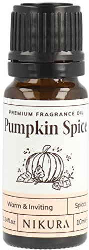 Nikura Pumpkin Spice Fragrance Oil - 10ml | Perfect for Soap Making, Candle Making, Wax Melts, Diffusers | Great for use in Bath Bombs, Perfume Oil, Potpourri | Vegan & UK Made