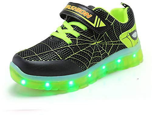 Small garlic LED 7 Farben Leuchtende Bunte Sneaker,Unisex Kinder Sportschuhe Leichte,Spider Man Licht Blinkschuhe Schuhe.