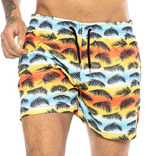 RED BRIDGE Costume da Bagno da Uomo a Rapida Asciugatura Design Feather Colorato S