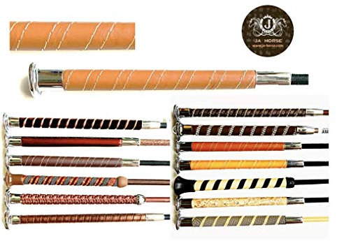 JA Horse - Dressurgerte Gerte Reitgerte Braun Karamell Bronze Beige (110 cm, 50 Kunstleder karamell)