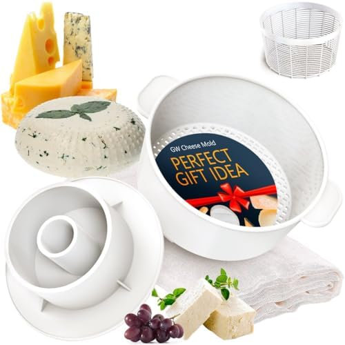Grand Way Käseform mit Anhänger und Seihtuch – Käseherstellungsset – Käsezubehör – Käse-Set für Presse – wiederverwendbares Seihtuch – 100% Baumwolltuch zum Abseihen – Paneer Maker