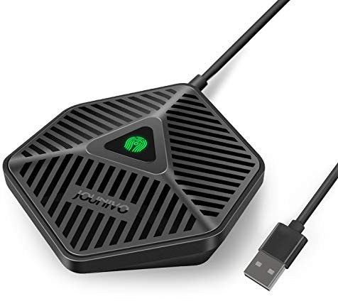 JOUNIVO Conference USB Microphone, 360° Omnidirectional Computer Mic with Mute Button for Video Conference, Recording, Skype, Online Class, Plug & Play Compatible with Windows/macOS/PC/Laptop(JV808)