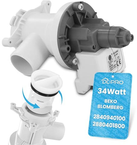 DL-pro Bomba de drenaje para Beko Blomberg Arcelik 2840940100 2880401800 HANYU Bomba magnética 34 W con cabezal de bomba y colador para lavadora Bomba de aguas residuales Bomba de drenaje