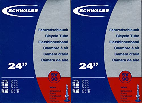 2X Schwalbe SV 9C 24 Zoll Schlauch Sclaverand Ventil