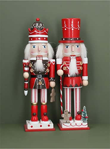 Gisela Graham Set of 2 Wood Ornaments - Nutcracker w Gingerbread